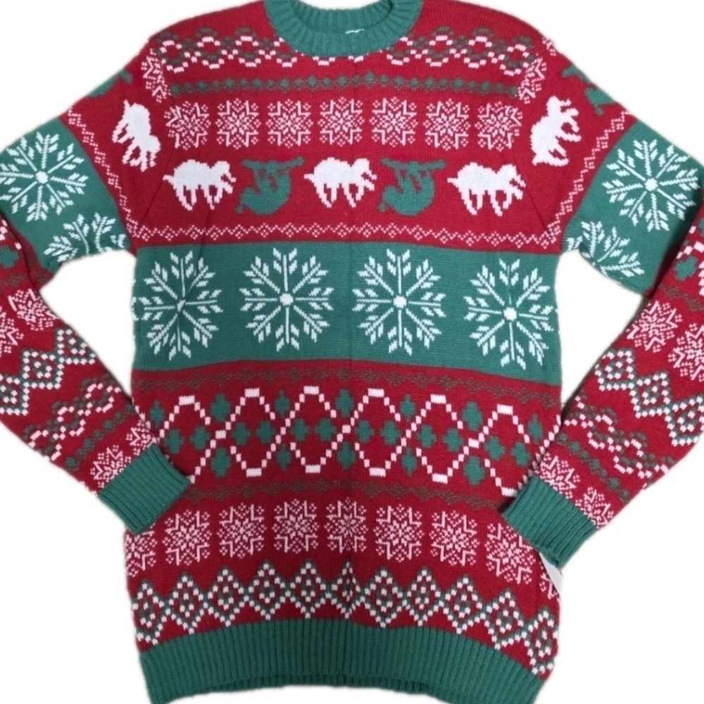 Chrismast Tarantula Sloth Sweater Ugly Christmas Sweater Size Medium Red Green